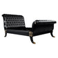 Clivedon Tufted Black Leather Bed Queen Size