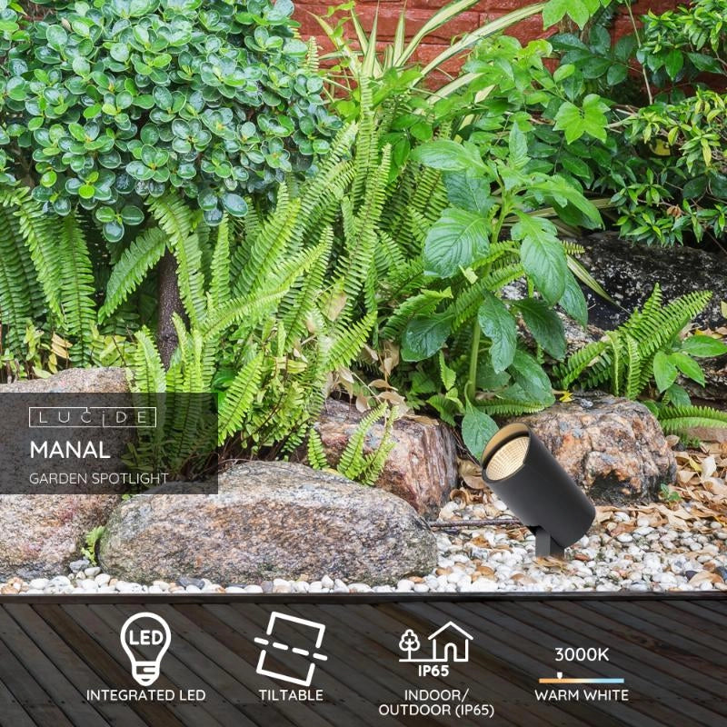 Lucide Manal LED Garden Spotlight – Anthracite