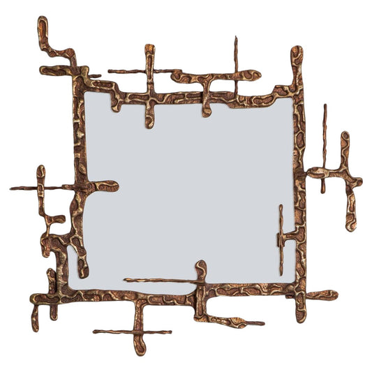 Harappa Gold Wall Mirror in Brass – Contemporary Handmade