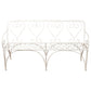 White metal bench with heart-shaped backrest on a white background
