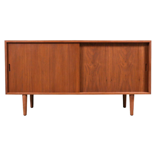 Custom Walnut Credenza – Sliding Doors, Mid-Century Modern Design