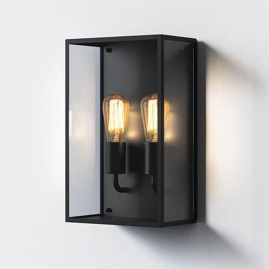 Twin Half Lantern Outdoor Wall Light – Messina (Textured Black)