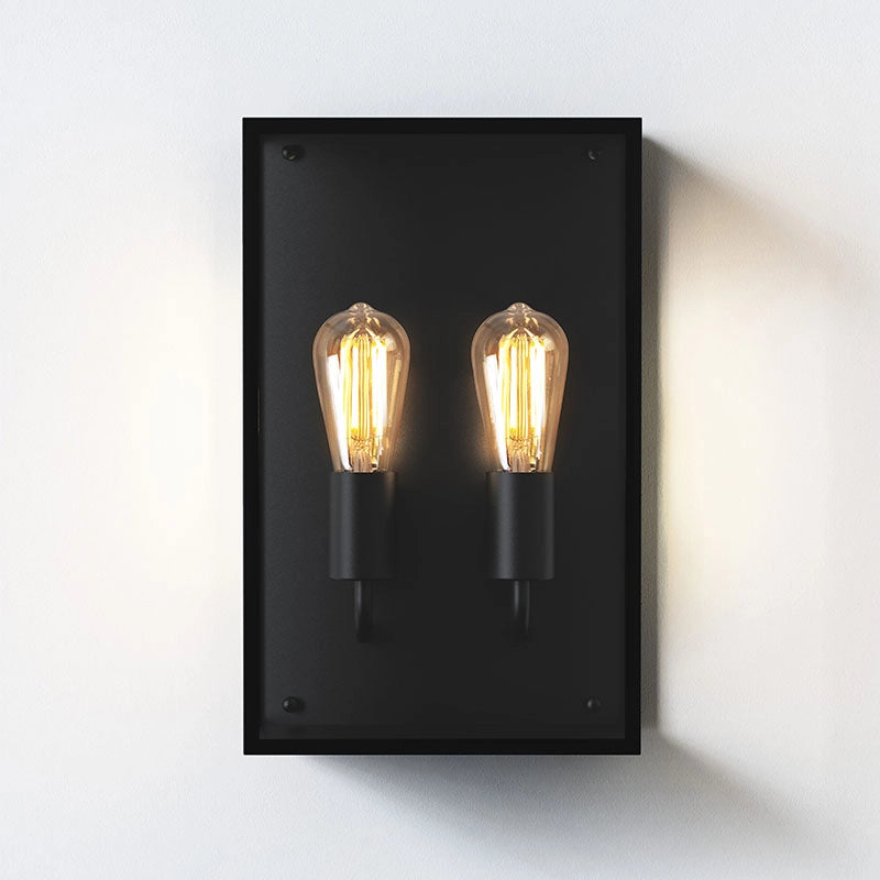 Twin Half Lantern Outdoor Wall Light – Messina (Textured Black)