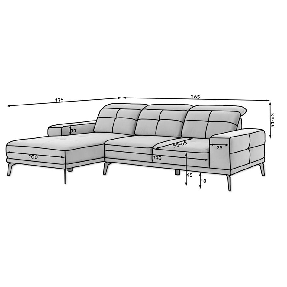 Corner sofa Eltorrenso R, Grande 75, blue, H98x265x53cm