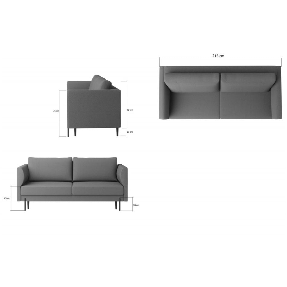Elrevi Extendable Sofa Bed – Gray Flores 4, Modern 4-Seater with Storage