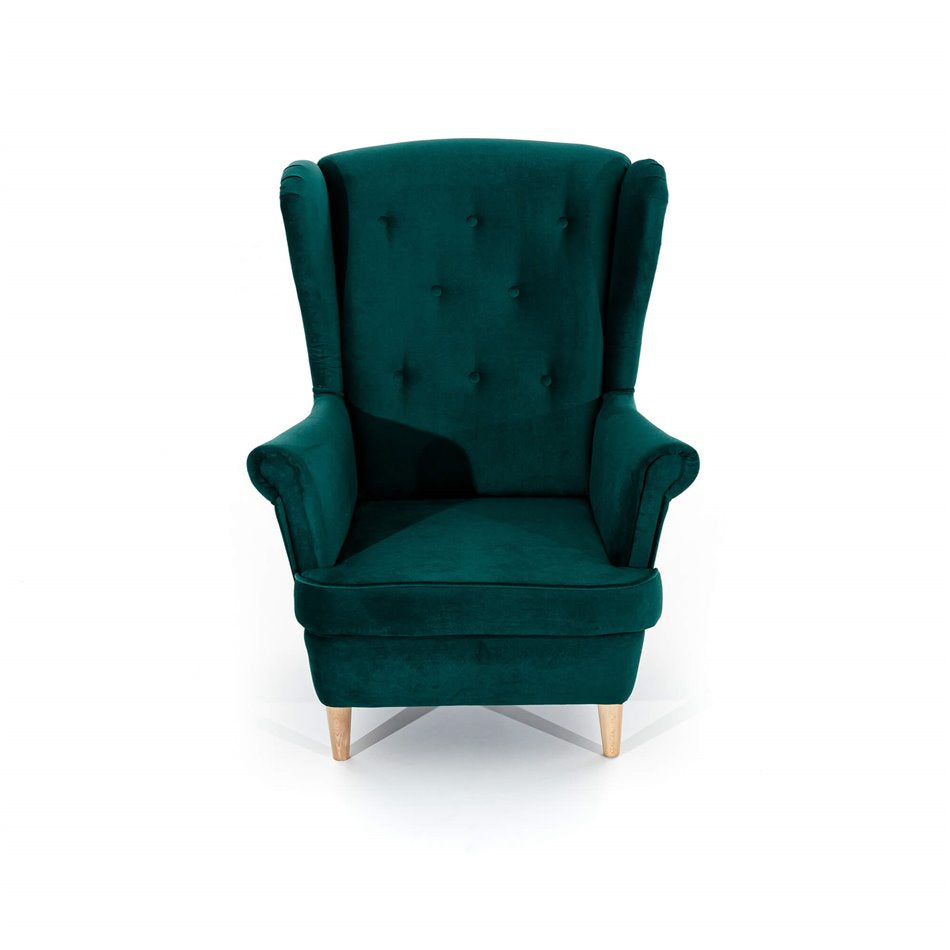 Armchair Elaros, Monolith 37, velvet, green, H103x85x90cm