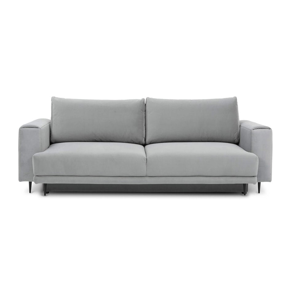 Scandinavian Extendable Sofa Bed with Storage, Fabric Upholstery, Grey – Edalia