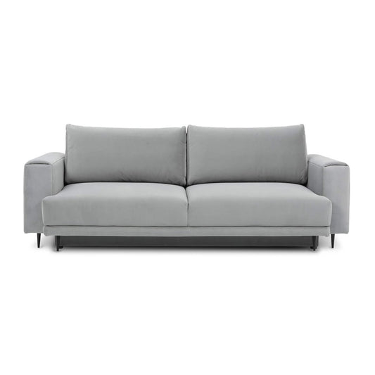 Scandinavian Extendable Sofa Bed with Storage, Fabric Upholstery, Grey – Edalia