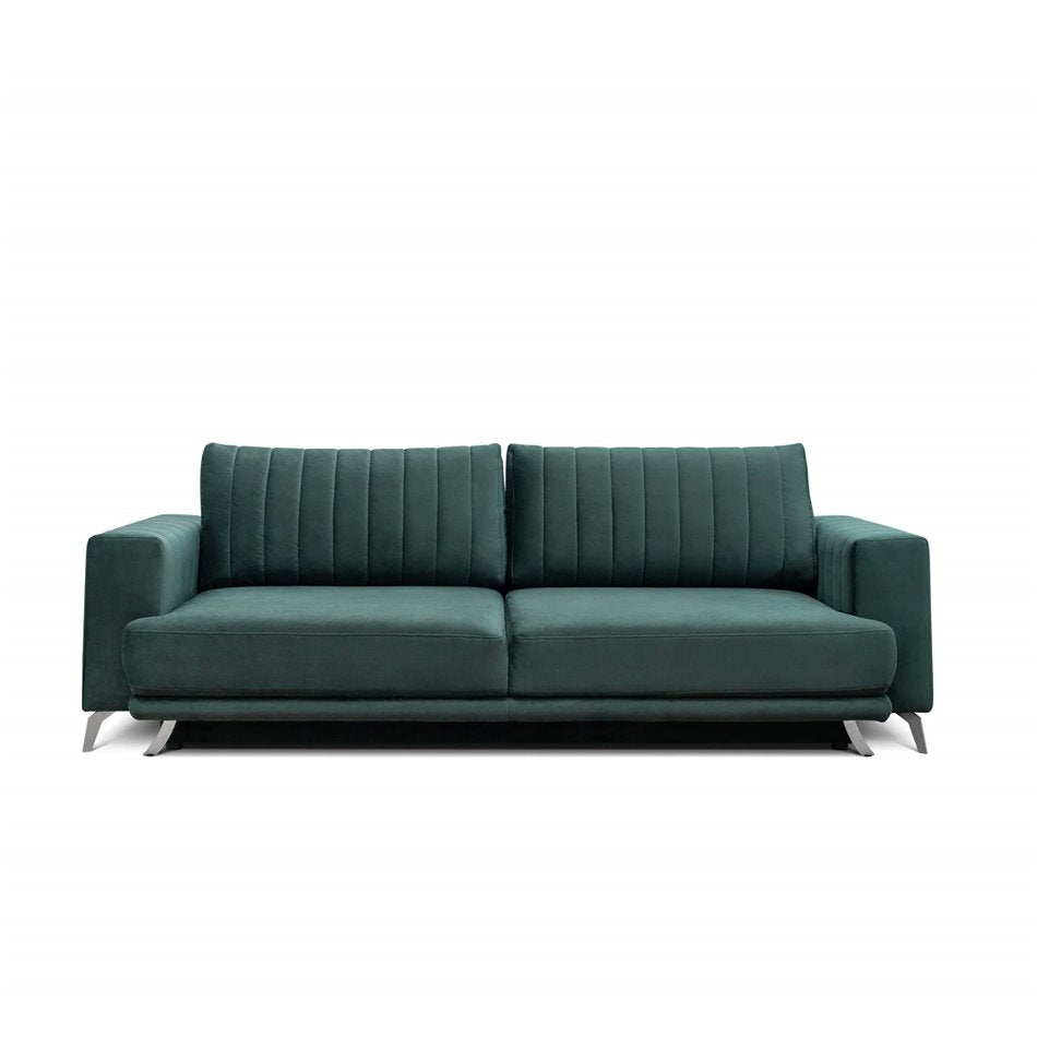 Ellise Extendable Velvet Sofa Bed – Green Lukso 35, Modern 4-Seater with Storage