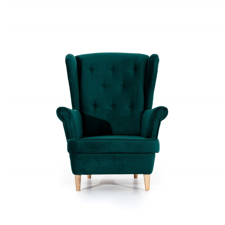 Armchair Elaros, Monolith 37, velvet, green, H103x85x90cm