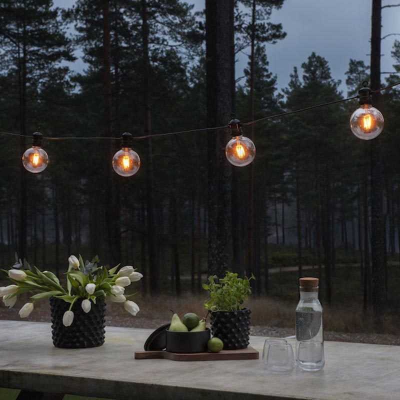 Konstsmide 9.15M Amber LED Globe Festoon Lights – 10 Light Starter Set