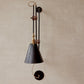 Modern Iron and Black Leather Grace Articulating Wall Sconce, Hardwired