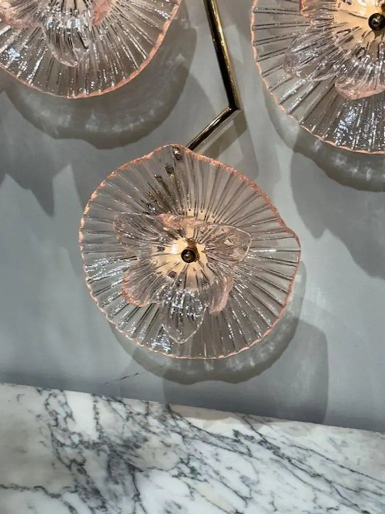 Modern Pale Pink Murano and Brass Wall Art
