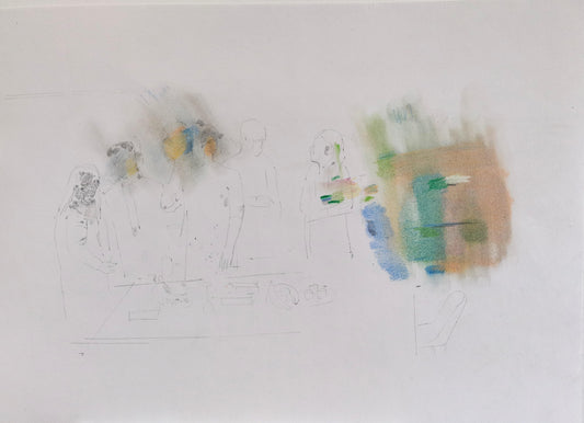 Contemporary Pastel & Pencil Artwork on Paper – Cloud State. Holiday