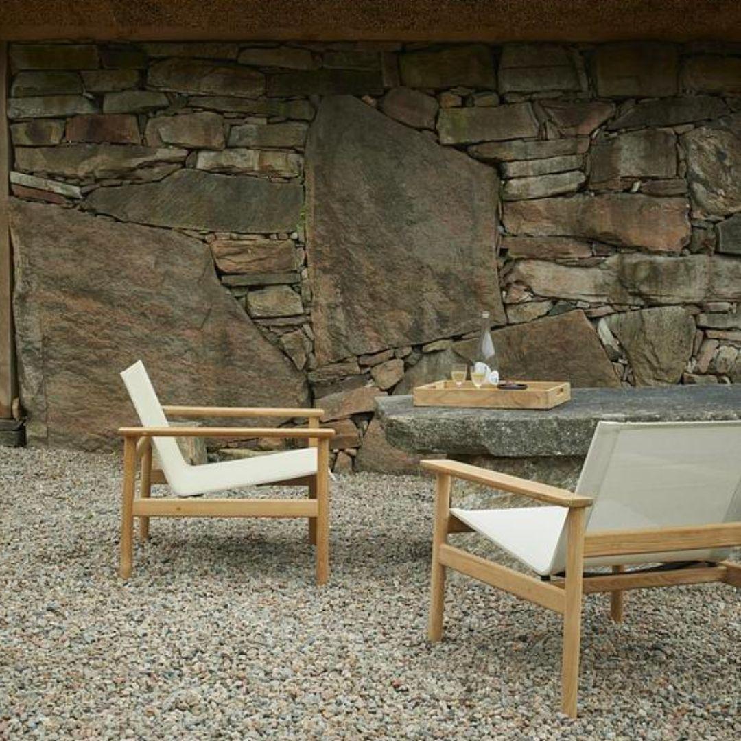 Outdoor Pelagus Lounge Chair in FSC Teak and Weatherproof Sling Fabric