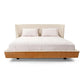 Brown Leather and Oatmeal Fabric Queen Bed, Shell Shaped Headboard - Musa Line