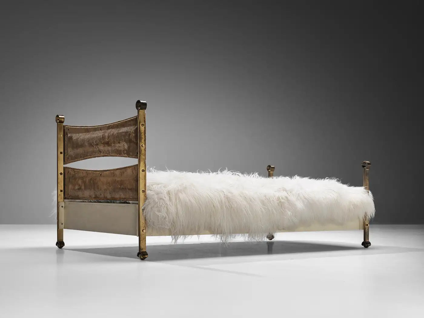 Rare Osvaldo Borsani Single Bed in Brass