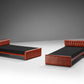 Single Beds 'Losange' in Red Leather