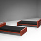 Single Beds 'Losange' in Red Leather