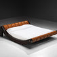 Benatti 'Boomerang' Queen Bed in Cognac Leather and Brown Lacquered Wood
