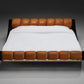 Benatti 'Boomerang' Queen Bed in Cognac Leather and Brown Lacquered Wood