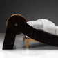 Benatti 'Boomerang' Queen Bed in Cognac Leather and Brown Lacquered Wood