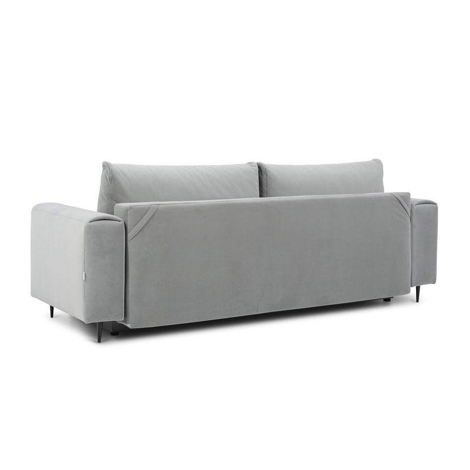 Scandinavian Extendable Sofa Bed with Storage, Fabric Upholstery, Beige – Edalia