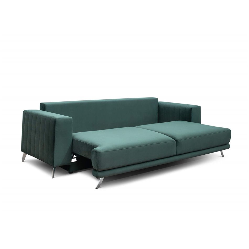 Ellise Extendable Velvet Sofa Bed – Green Lukso 35, Modern 4-Seater with Storage