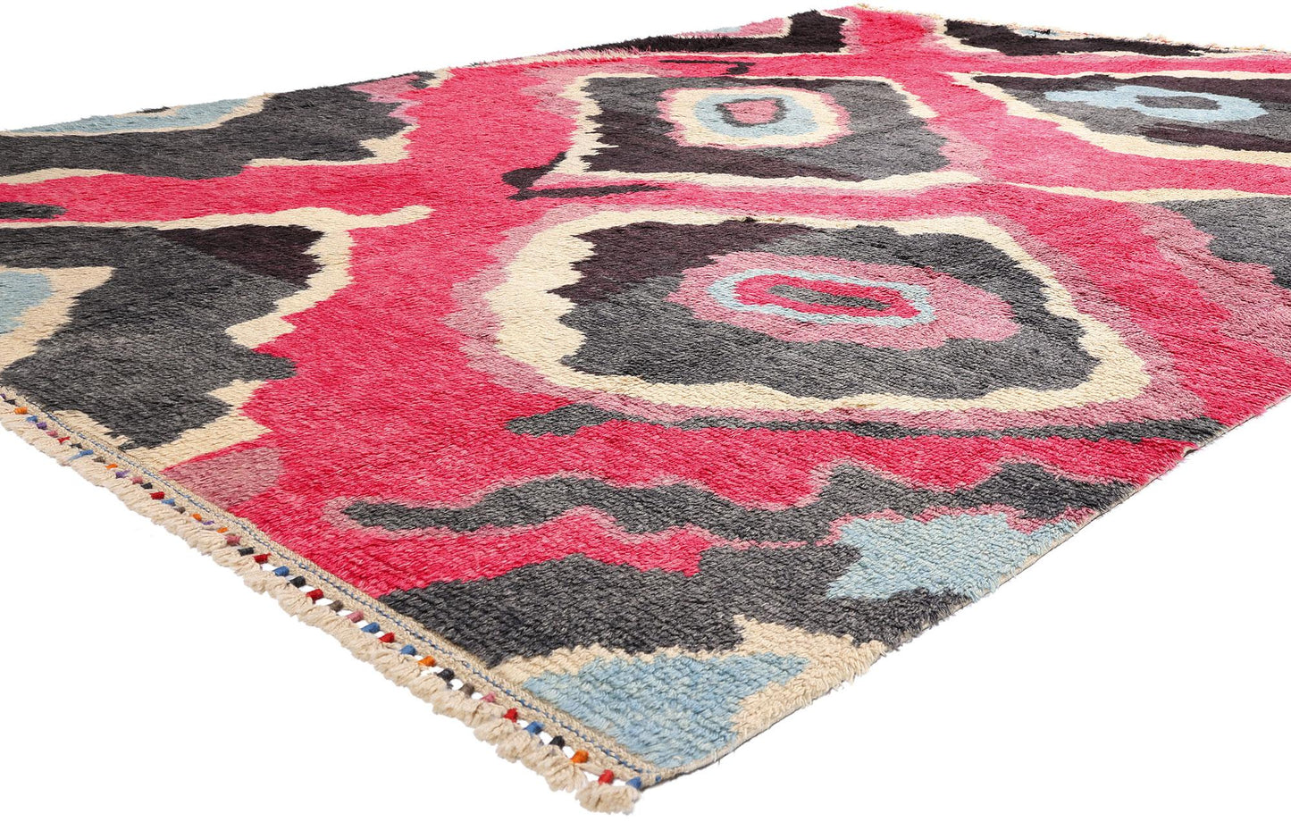 Colorful Contemporary Tulu Carpet Hand Knotted Angora Wool Rug