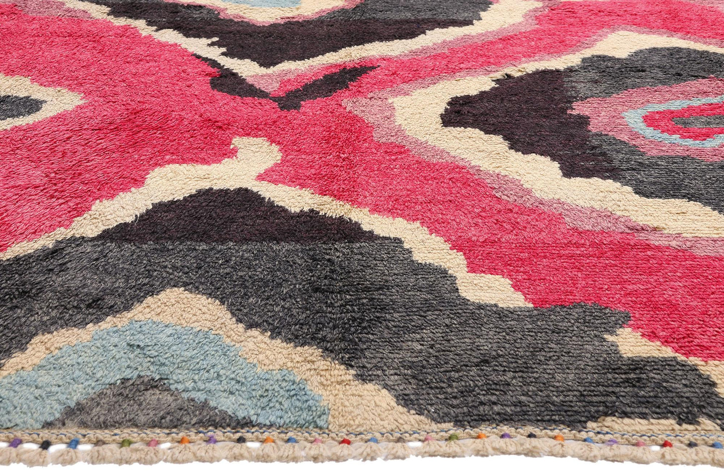 Colorful Contemporary Tulu Carpet Hand Knotted Angora Wool Rug
