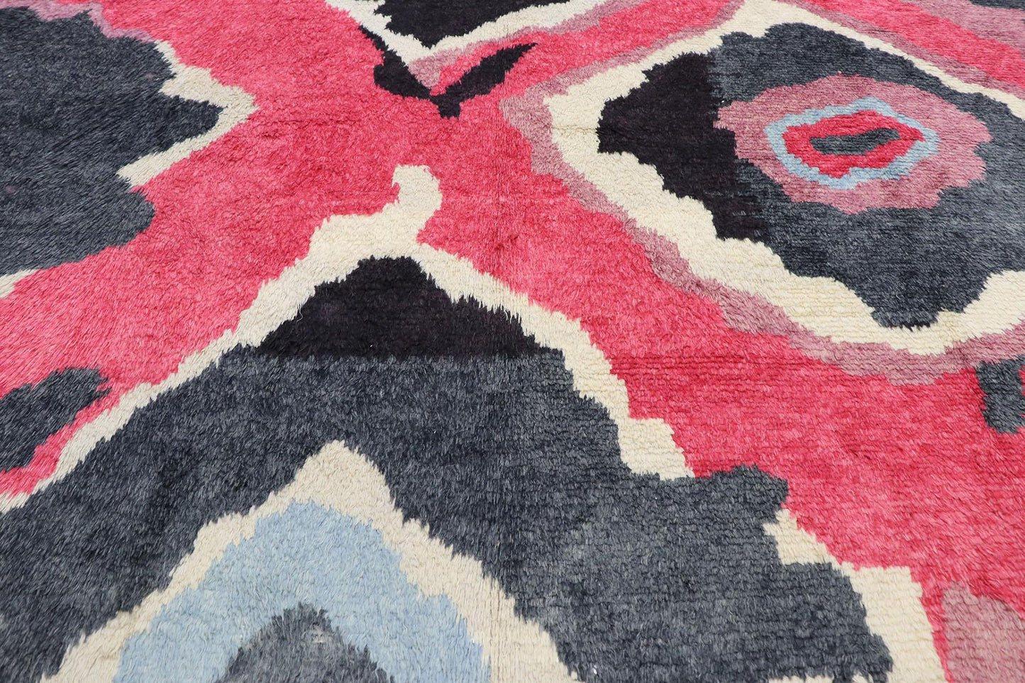 Colorful Contemporary Tulu Carpet Hand Knotted Angora Wool Rug