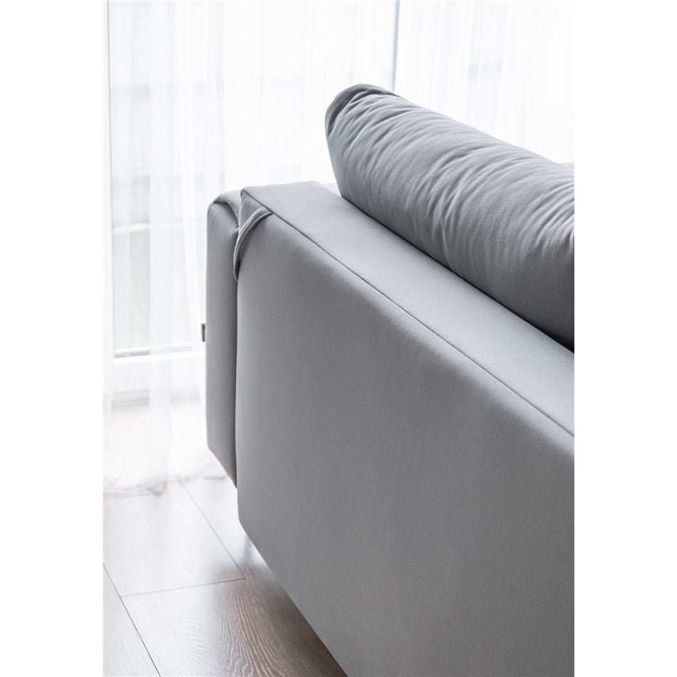 Scandinavian Extendable Sofa Bed with Storage, Fabric Upholstery, Beige – Edalia