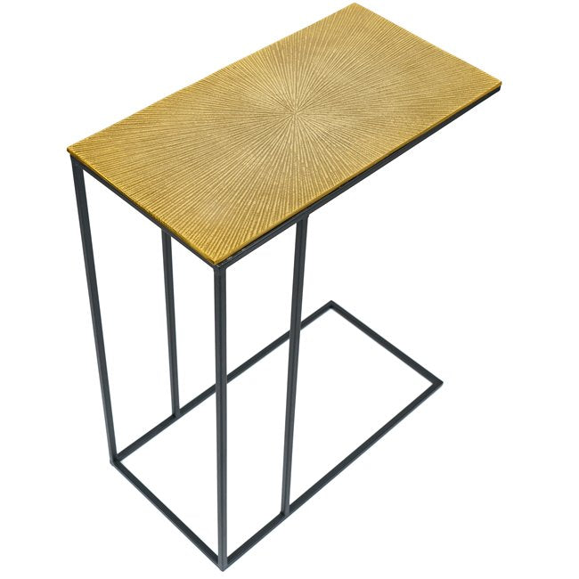 Side Table with Gold Top – Modern Wood & Metal Accent Table