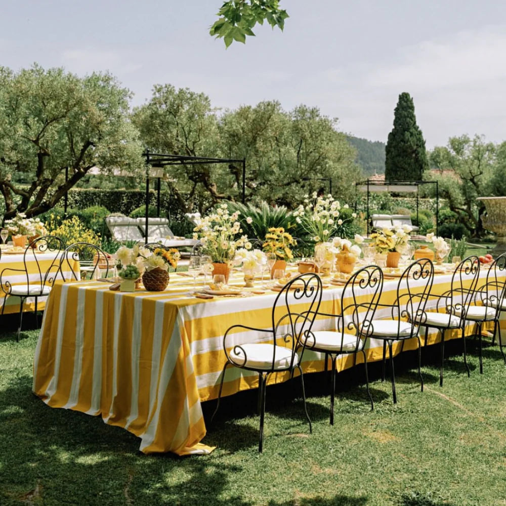 Yellow and White Striped Cotton Tablecloth – 235 x 335 cm