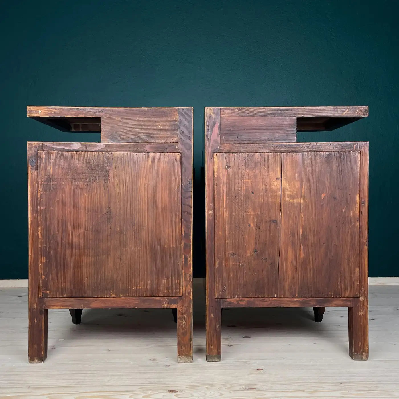 Antique wood nightstand, Italy, 1940s, Set of 2