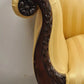 Antique American Empire Figural Carved Mahogany Recamier Gold Chaise Lounge Sofa