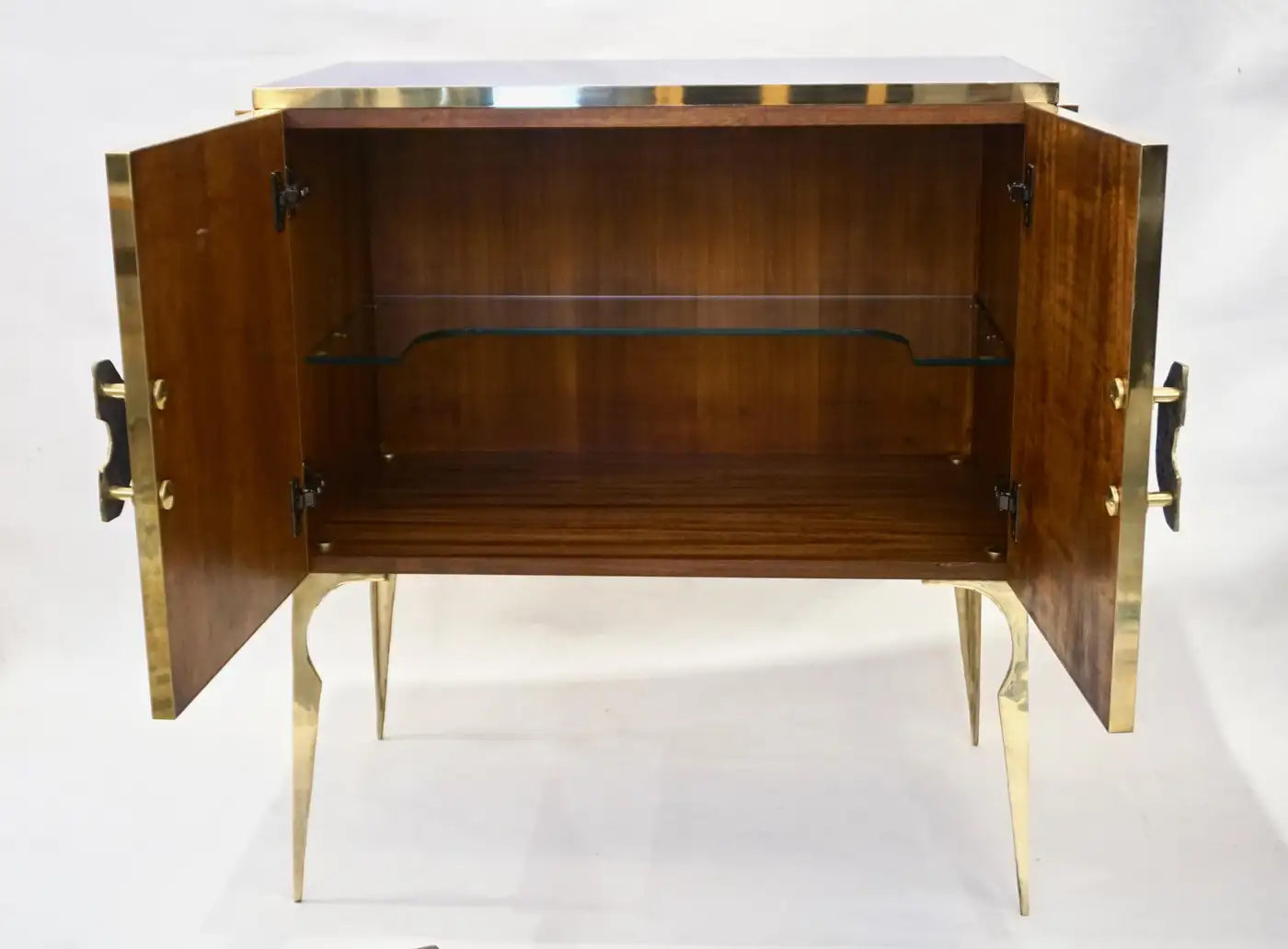 CONTEMPORARY ART DECO ROYAL BLUE GLASS MODERN CABINET / BAR