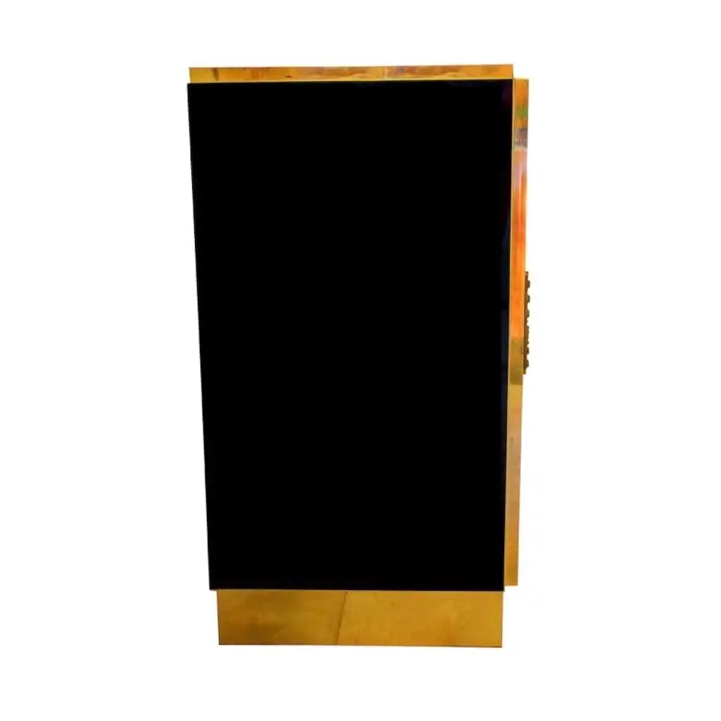 Bespoke Italian Black & White Stripe Glass Brass Dresser Sideboard