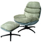 Armchair Vincento with footstool, green 09, rotatable 360 degrees, H100x92x79cm, seat height 47cm