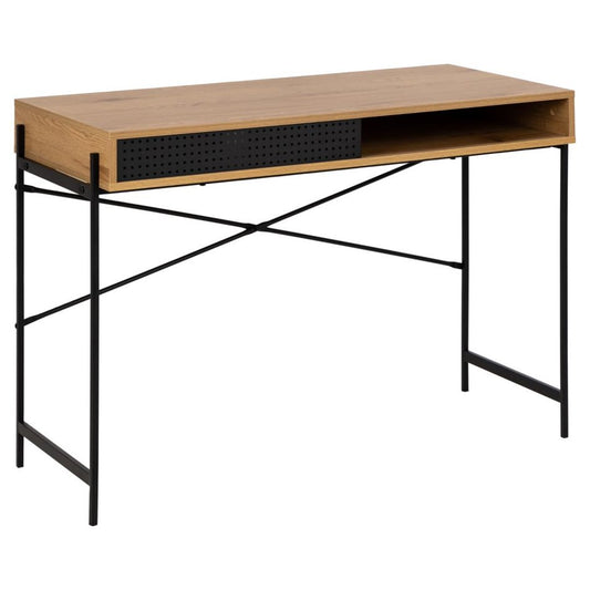 Agnus Office Desk – Natural Paper Veneer with Metal Frame