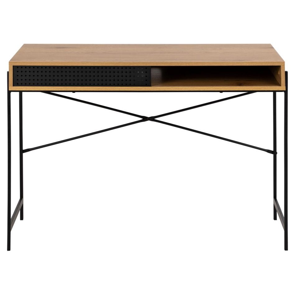 Agnus Office Desk – Natural Paper Veneer with Metal Frame