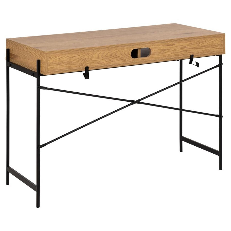 Agnus Office Desk – Natural Paper Veneer with Metal Frame