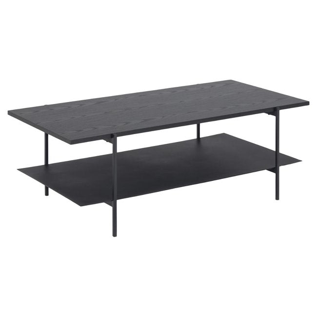 Rectangular Coffee Table – Black MDF with Metal Frame