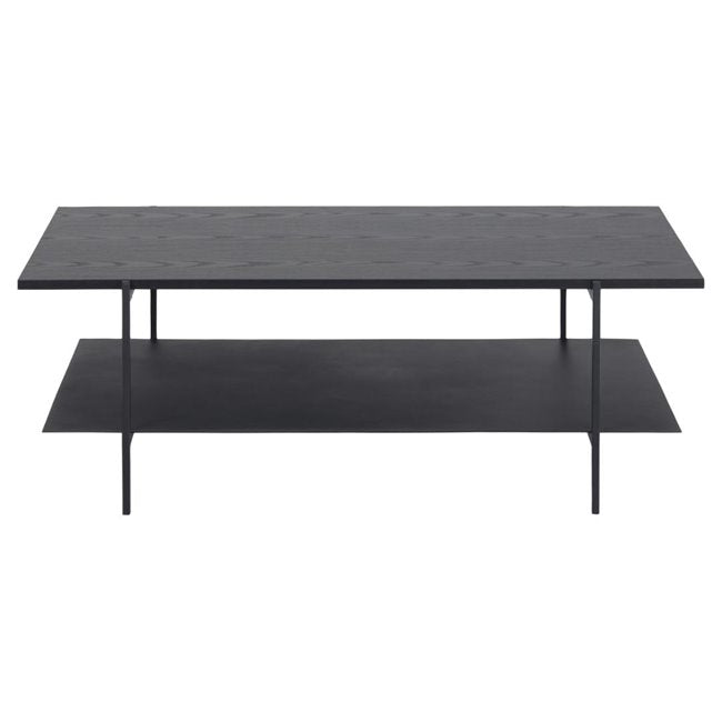 Rectangular Coffee Table – Black MDF with Metal Frame