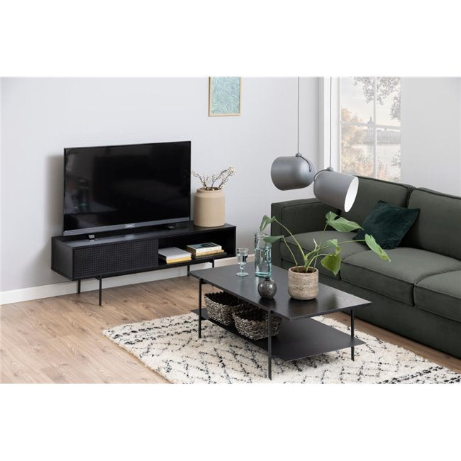 Rectangular Coffee Table – Black MDF with Metal Frame
