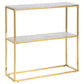 Alis Console Table – White Marble Look Glass with Metal Frame