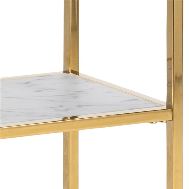 Alis Console Table – White Marble Look Glass with Metal Frame