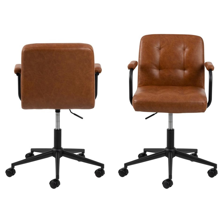 Acos Adjustable Office Chair – Brown Eco Leather, Compact Modern Design