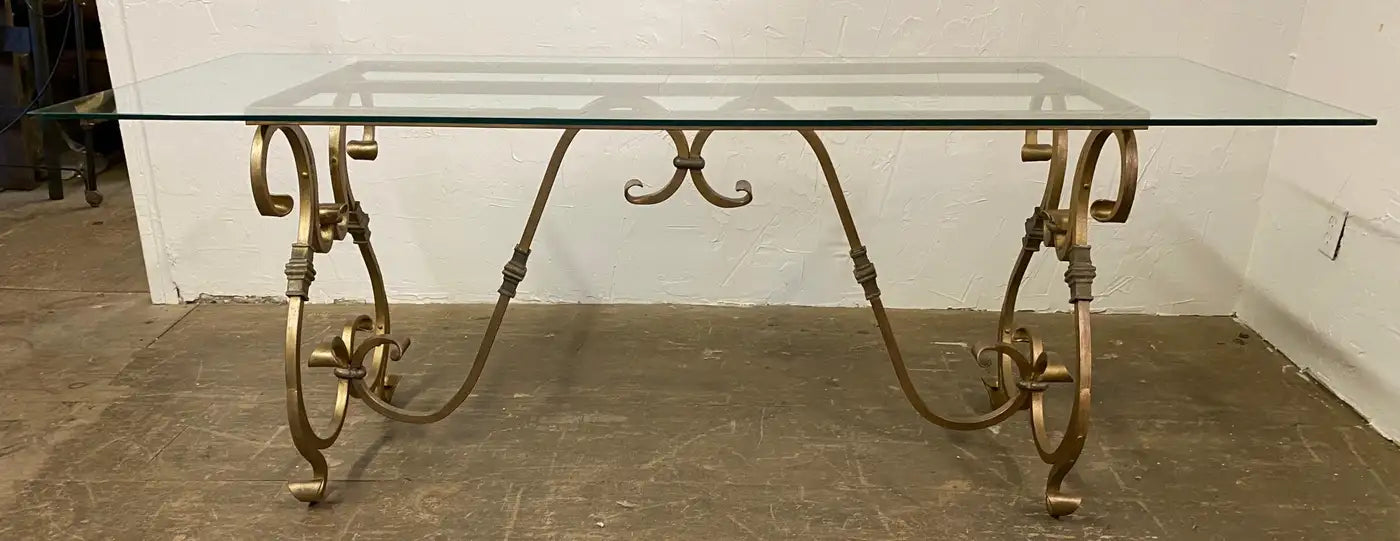 Antiqued Gold Finish Baroque Style Dining Table Base