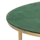 Round Coffee Table – Gold & Green Metal with Glass Top